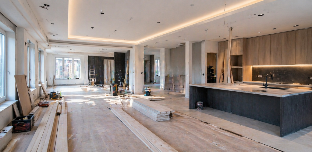 Innenausbau München Kosten Baustelle Wohnung Renovierung Arbeiten offene Fläche